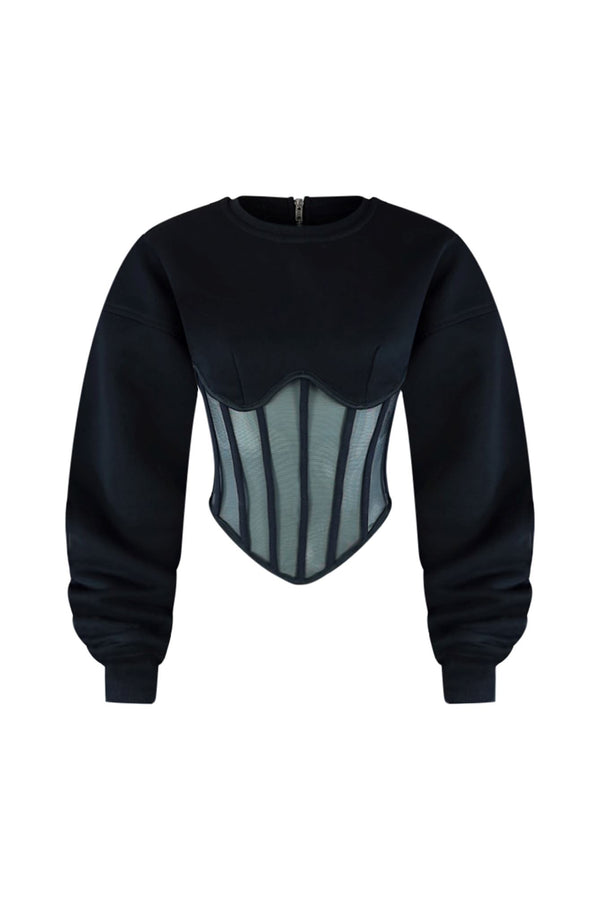 Be Your Self Corset Sweatshirt Top Top EDGE Small Black